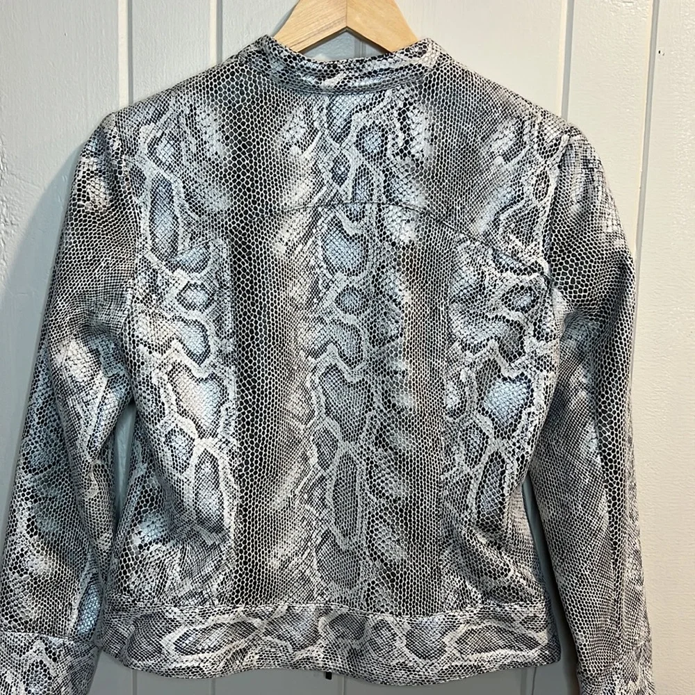 Ruby Red Snake Skin Leather Jacket - Picture 7 of 9